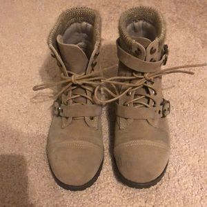 Tan combat boots